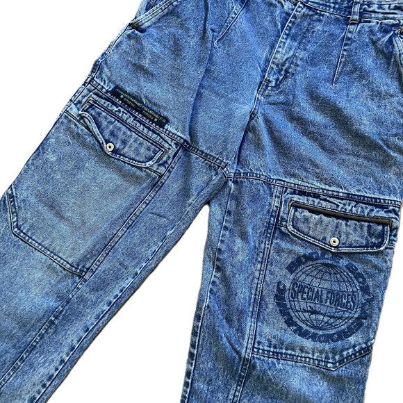 Bugle Boy Special Forces Cargo Jeans Light Wash Denim Vintage 90s 32" Waist - Picture 2 of 9